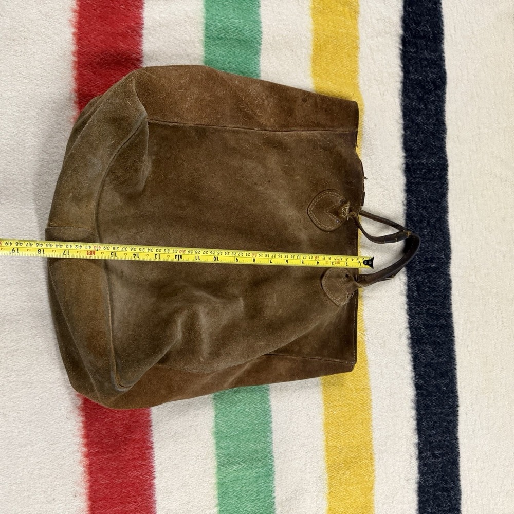 Vintage 1950s Brown Suede Leather LL Bean ? Tote Bag FLAWS Read Description - Picture 8 of 9
